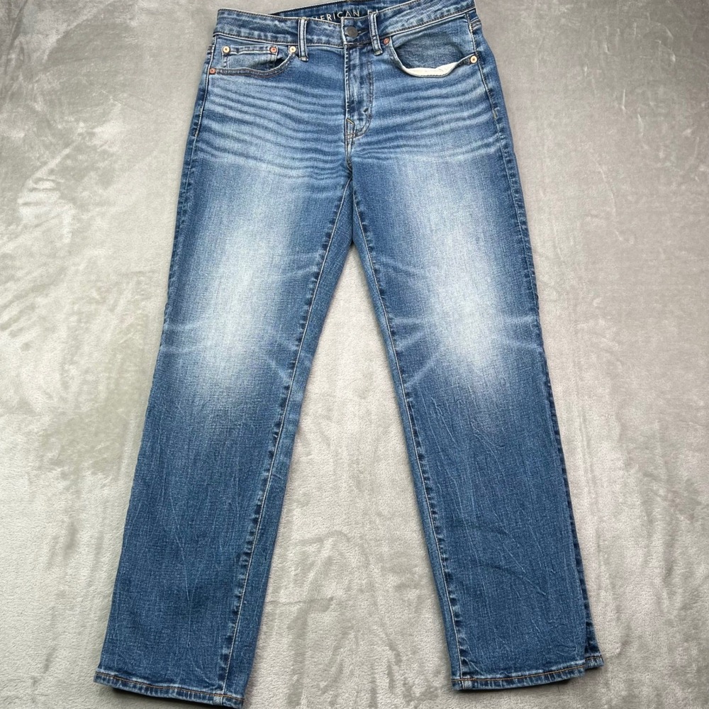 American Eagle Athletic Straight Jeans Men 30x30 Blue Medium Wash Airflex+ Denim
